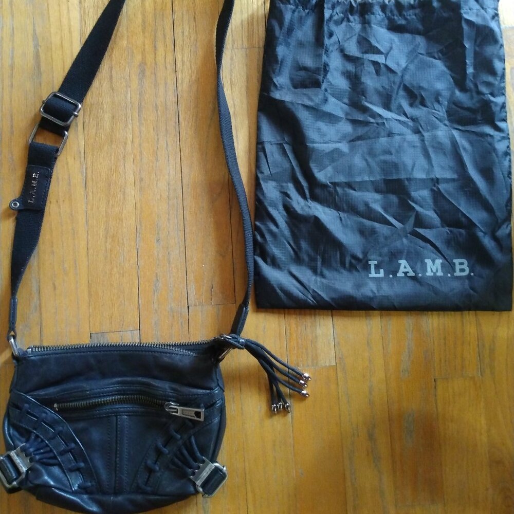 L.A.M.B. black leather crossbody bag